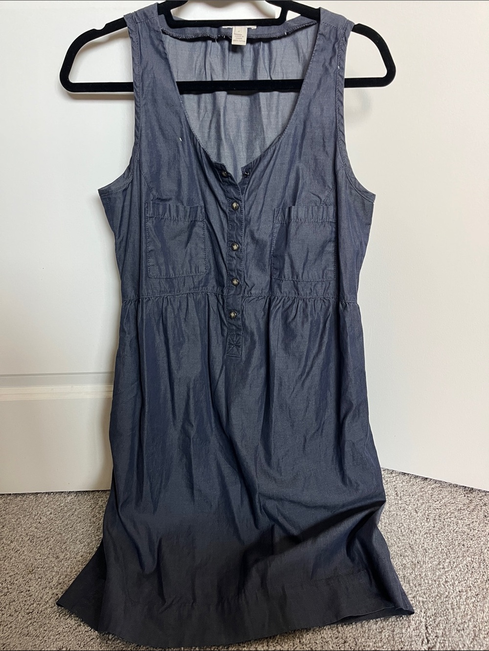 J. Crew Navy Sleeveless Dark Chambray Dress